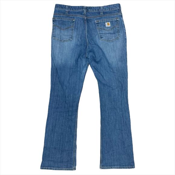 CARHARTT Women's Traditional Fit Bootcut Blue Work Jeans WB001 FIO Size 16x32 - Picture 1 of 7